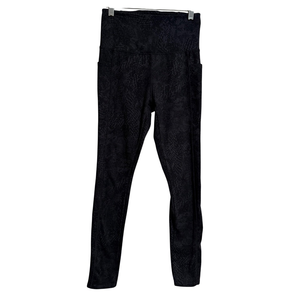 Danskin Womens High Rise‎ Snakeskin Print Leggings with Pockets Black XS